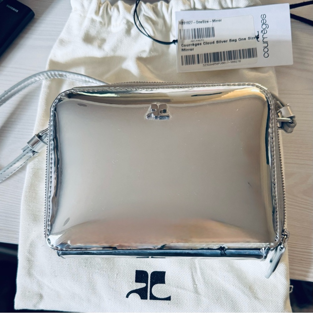 Silver Mirror Crossbody Bag BY COURREGES .